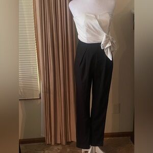 NWT Elegant Black and White Strapless Women's Jumpsuit